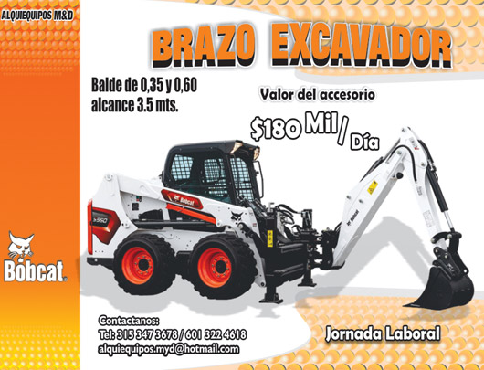 alquiler de minicargadores brazo excavador