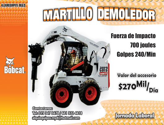 alquiler de minicargadores martillo demoledor